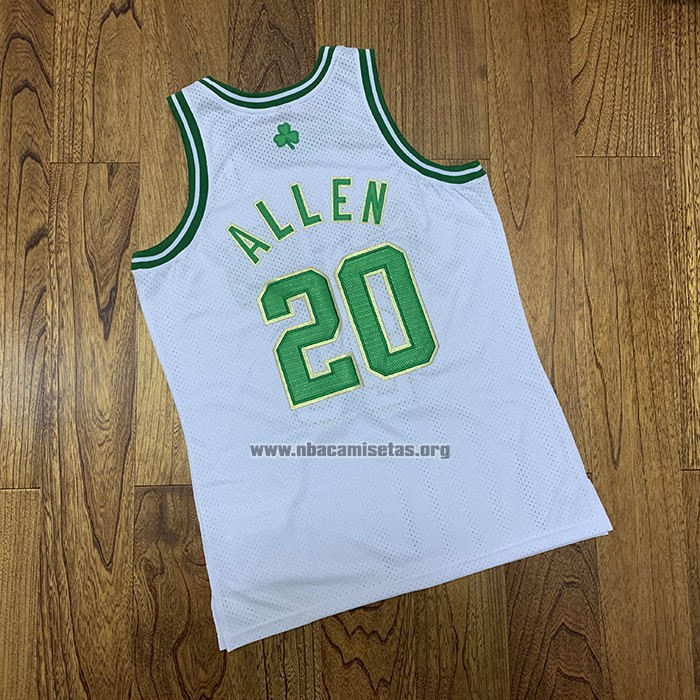 Camiseta Boston Celtics Ray Allen NO 20 Hardwood Classics Throwback 2007-08 Blanco